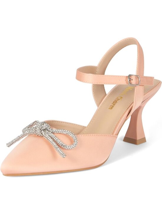 Shoes - Women's Pink Stiletto Pumps Shoes Pointed Toe Ankle Strap High Heel Dress Shoes